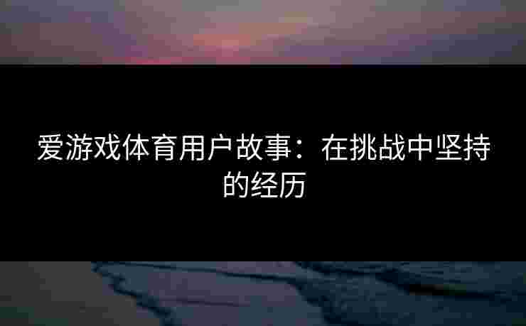 爱游戏体育用户故事：在挑战中坚持的经历