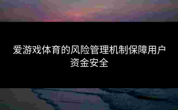 爱游戏体育的风险管理机制保障用户资金安全